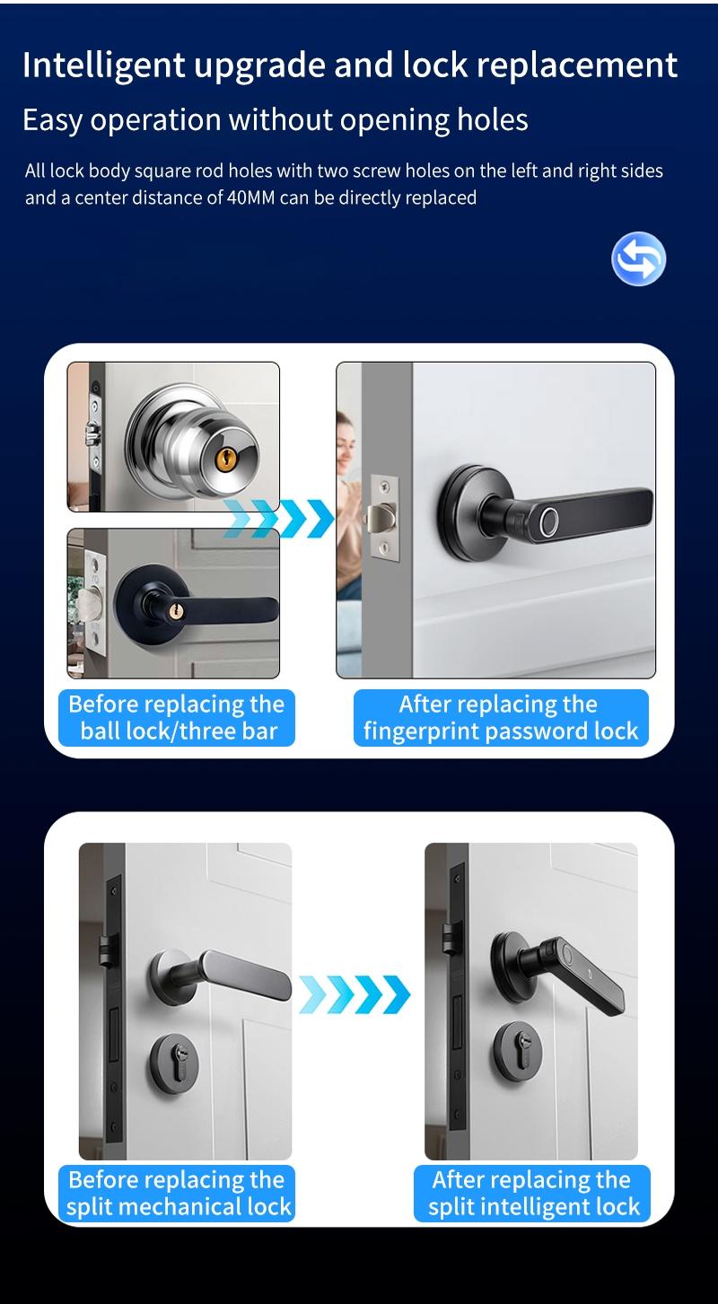 Fingerprint Smart Lock No Key Required Electric Door Lock Digital Keypad Lock for Home & Office, Easy Installation Smart Handle Lock with Advanced Security Features for Wooden Doors Fingerprint Smart Lock No Key Required Electric Door Lock Digital Keypad Lock for Home & Office, Easy Installation Smart Handle Lock with Advanced Security Features for Wooden Doors