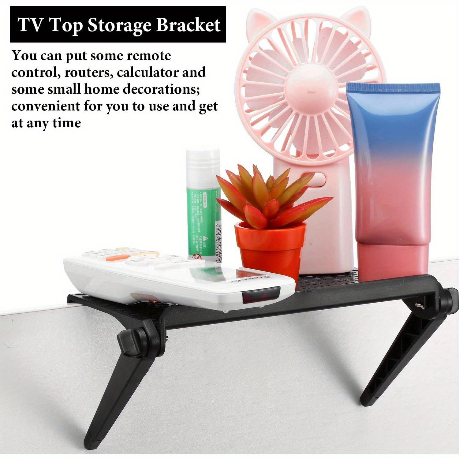 2 Pieces TV Top Shelf Adjustable Screen Shelf TV Monitor Top Bracket for Cellphone Stand, Media Boxes, Game Console, Router and Home(Black)