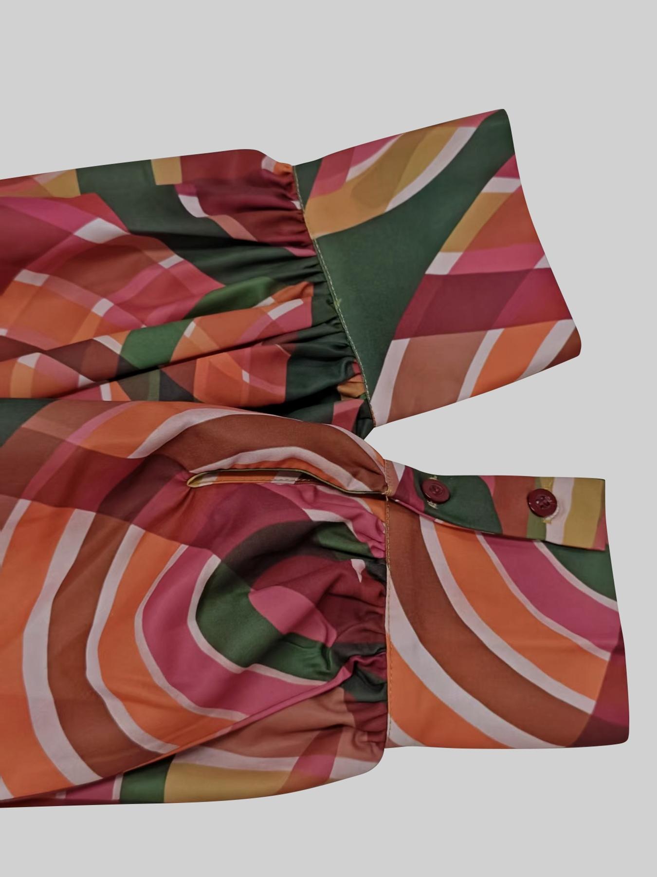 Women's Elegant A-Line Long Sleeve Colorblock High Neck Halter Statement Dress, Fitted Woven Fabric, All Seasons Fashion