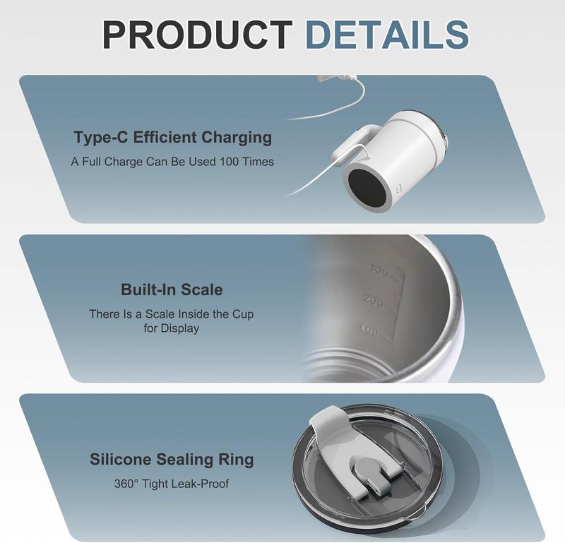 Automatic Stirring Coffee Cup, Rechargeable Automatic Stirring Cup with Temperature Display, Drinking Cup Lid with Straw, Suitable for Coffee, Tea and Hot Chocolate, Stirring Mug