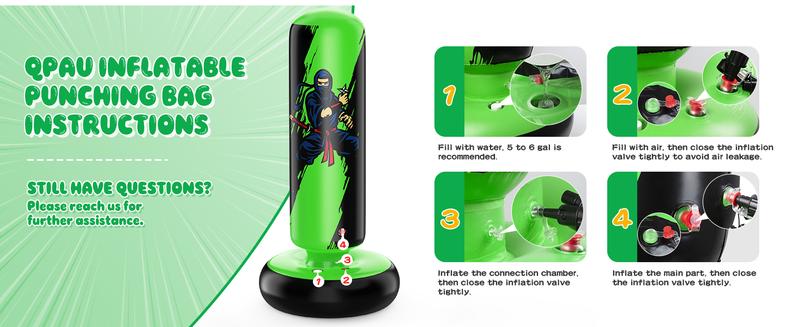 QPAU Kids Boxing Bag with Gloves 66-Inch Stabilized Inflatable Boxing Set for Boys Girls Ages 5-12 Karate Kickboxing MMA Sports Equipment Gift Training Durability Rebound QPAU Kids Boxing Bag with Gloves 66-Inch Stabilized Inflatable Boxing Set for Boys Girls Ages 5-12 Karate Kickboxing MMA Sports Equipment Gift Training Durability Rebound