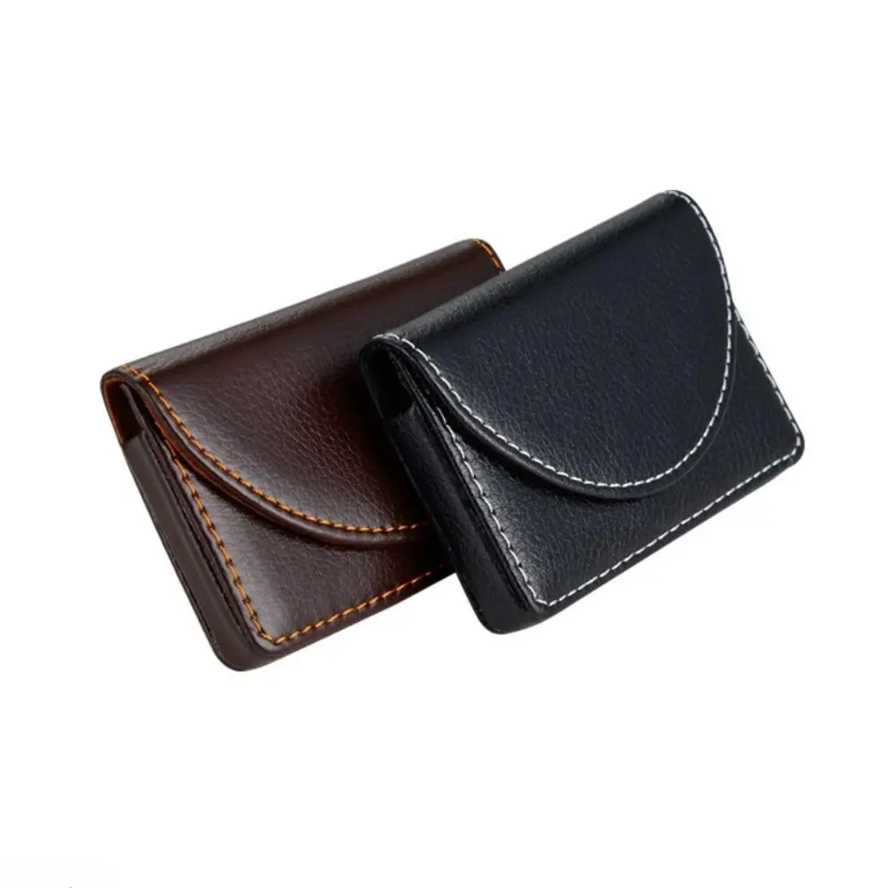 New Minimalist Leather Business Card Holder, Slim Portable Multi-Page Card Booklet, Waterproof Leather Card Box Snap Closure Card Sleeve, Custom Logo Corporate Gift for Office Meeting & Business Trip