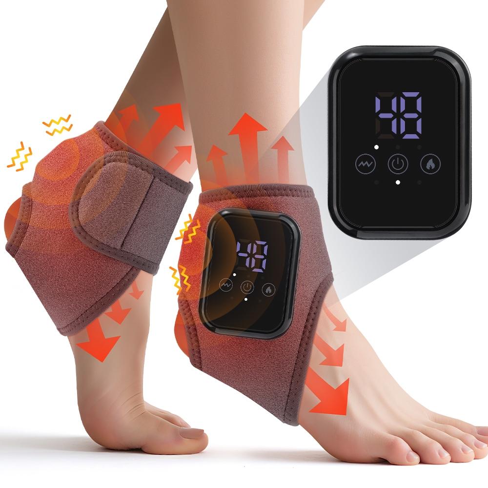 Ankle Heat Therapy Device, 3 Temperature Settings 48-58°c, 3 Massage Modes, 15-Min Timer, Touchscreen Control, Universal Adhesive Pad