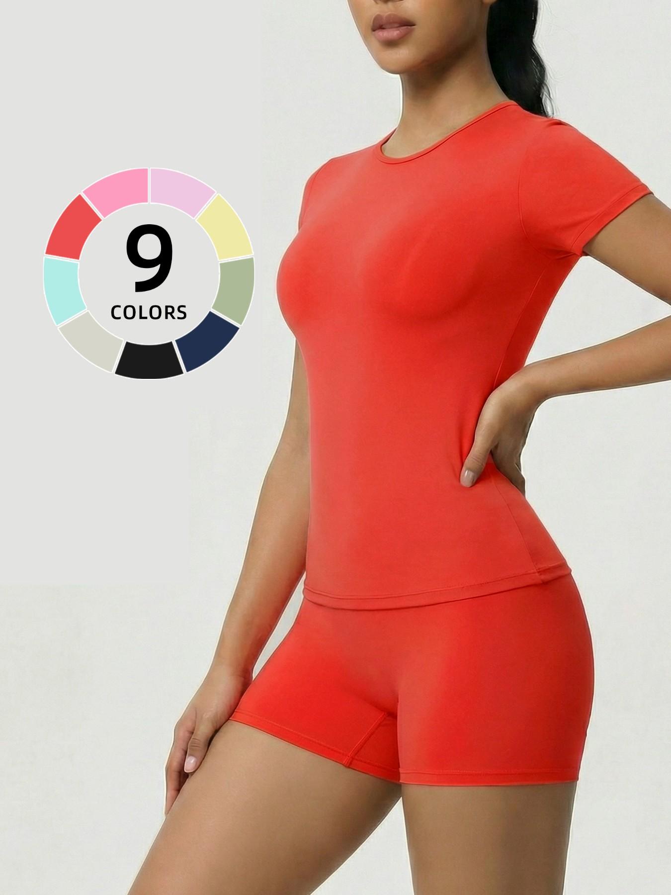 Women's Two-Piece Short Sleeve Top and Shorts Set, Sexy Casual Design, Comfortable Fit, Perfect for Daily Wear, All Seasons, Plain Style