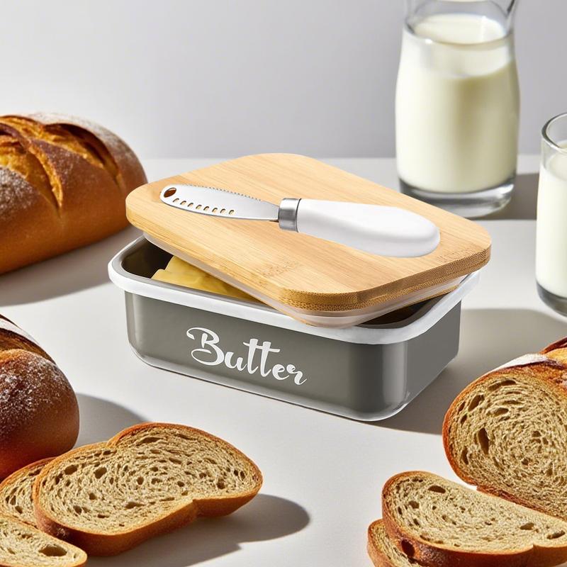 Luxury Large Butter Dish with Lid - Ceramic Countertop Keeper with Knife, High-Quality Silicone Sealing, And Easy-Clean Design - Perfect Kitchen Gift for Butter Lovers