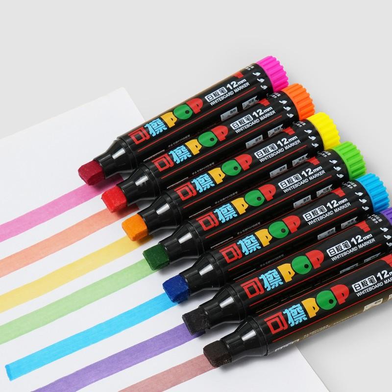 12 Colors Liquid Chalk Markers, Bold Color Dry Erase Pens, Vibrant, Erasable, Non-Toxic, Whiteboard, Chalkboard, Glass, Car Window Markers