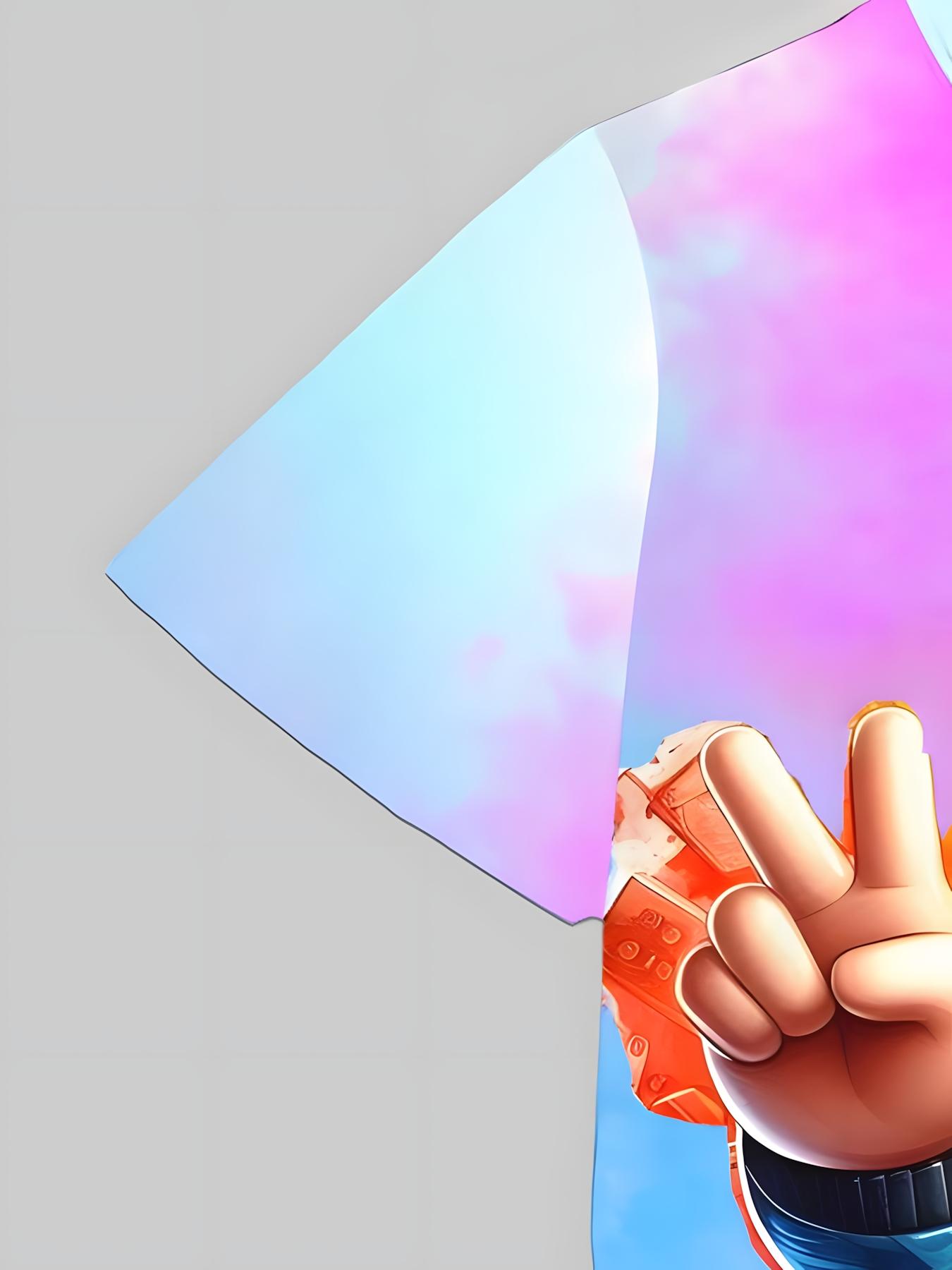 Roblox Rainbow Anime Set, Gradient Color Role-Playing Short Sleeve Shorts, Casual Two-Piece Party Outfit for Girls