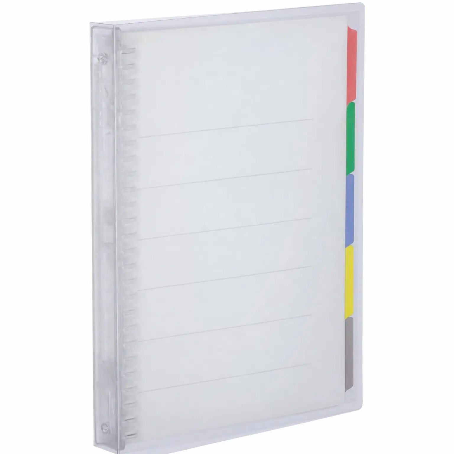 Slide Binder with 5 Tab Dividers, Middle Type, B5, 26 Holes, Up to 100 Sheets, Transparent (RU-P333NT)