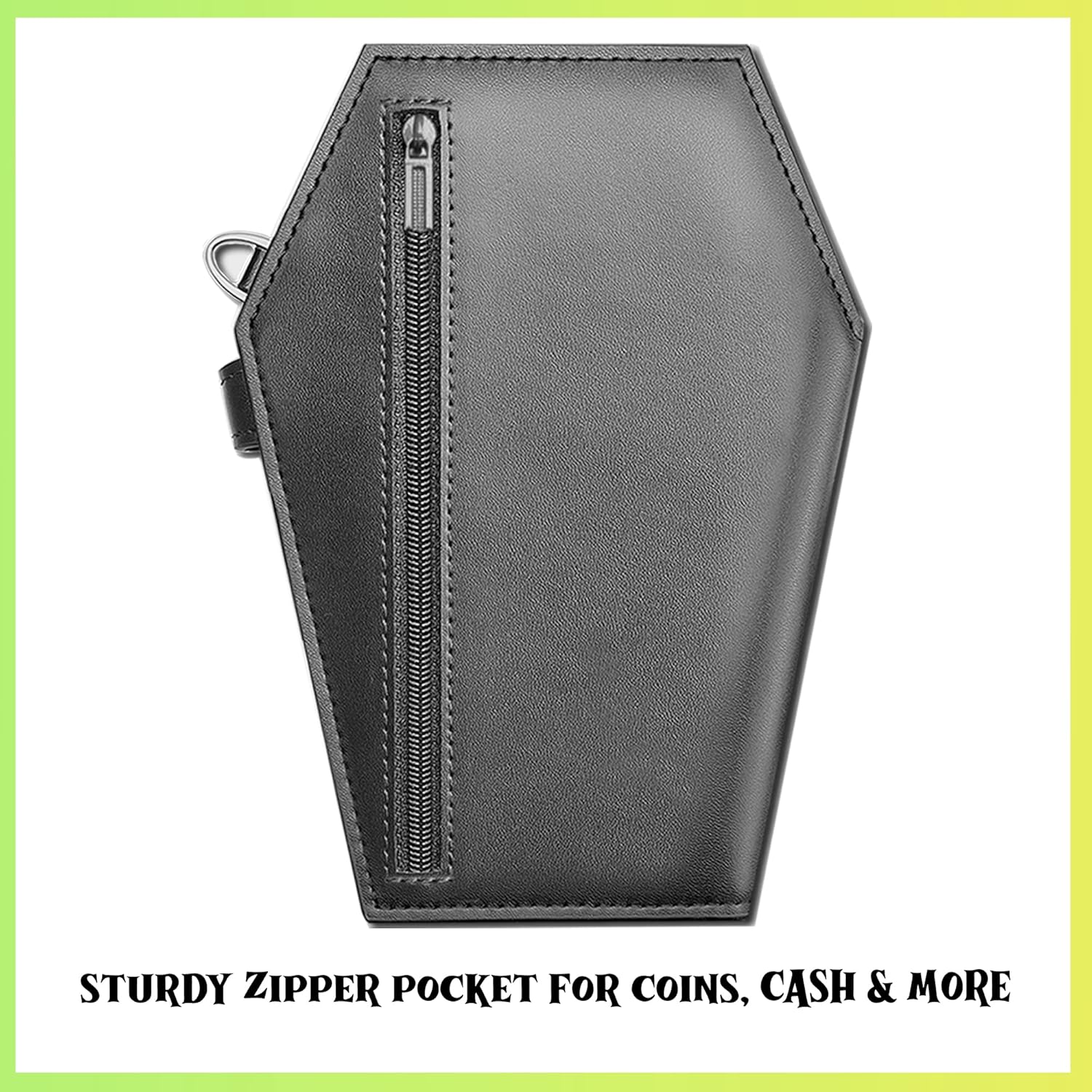Large Coffin Wallet -  Coffin Purse - Spooky Goth  Wallet for Women - Gothic Moon Wallet with Zipper - Snap Closure  Wallet- Halloween Witchy purse