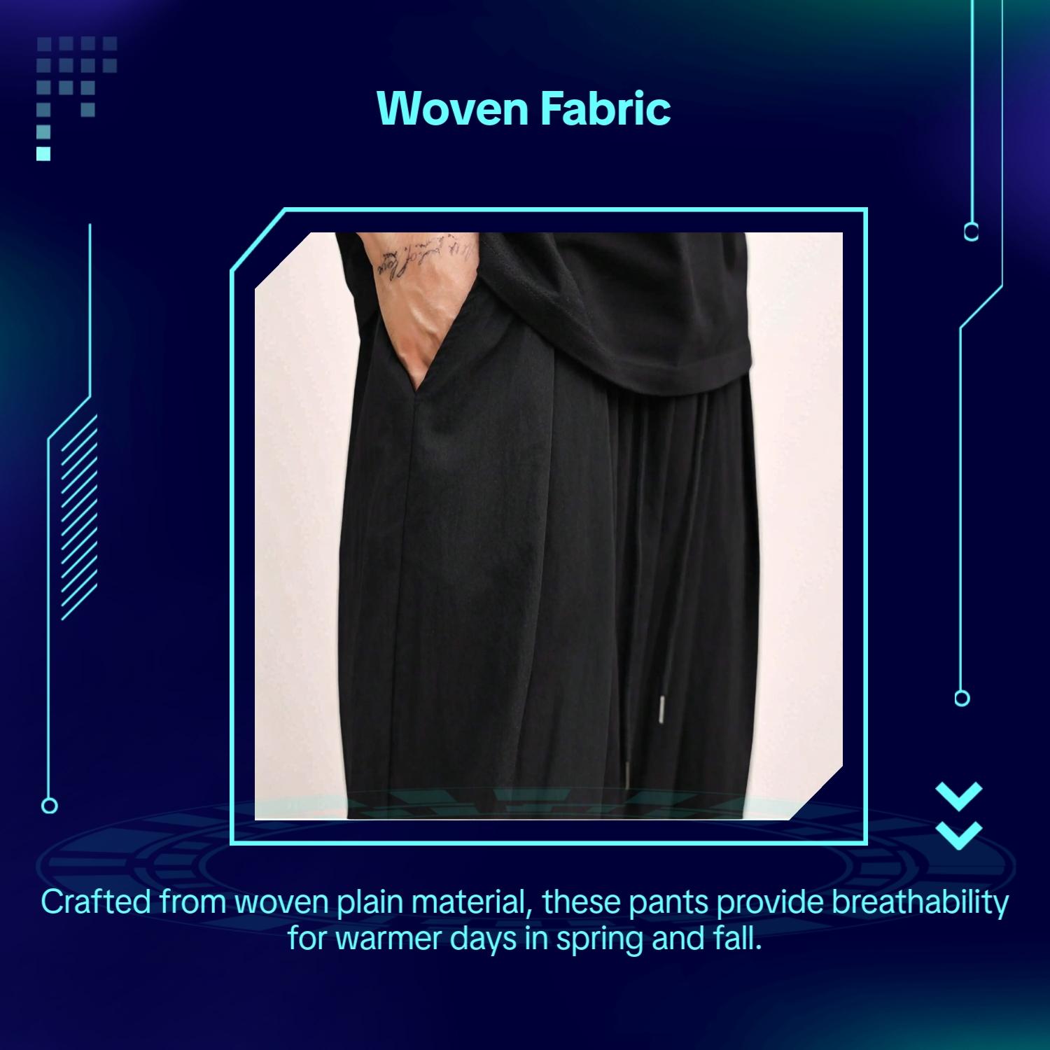 Men's Solid Color Drawstring Waist Pants, Loose Casual Comfy Breathable Pocket Jogger Pants for Spring & Fall, Fashion Men's Bottoms for Daily Wear