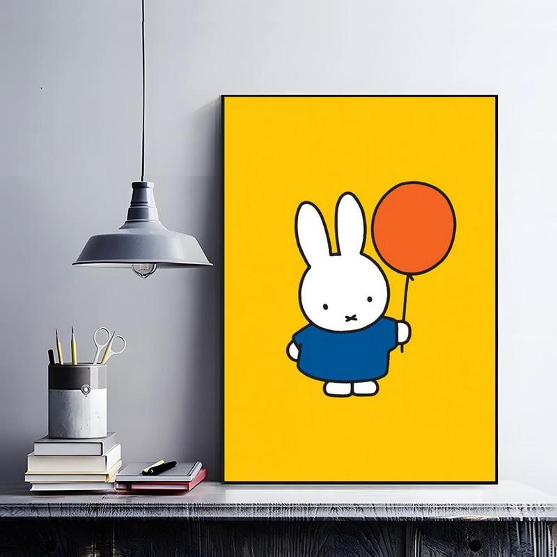 Cute Cartoon M-miffyS Poster HD self-adhesive fade-proof waterproof wrinkle-resistant poster stickers suitable for living room bedroom dormitory cafe bar background decoration wallpaper and gifts