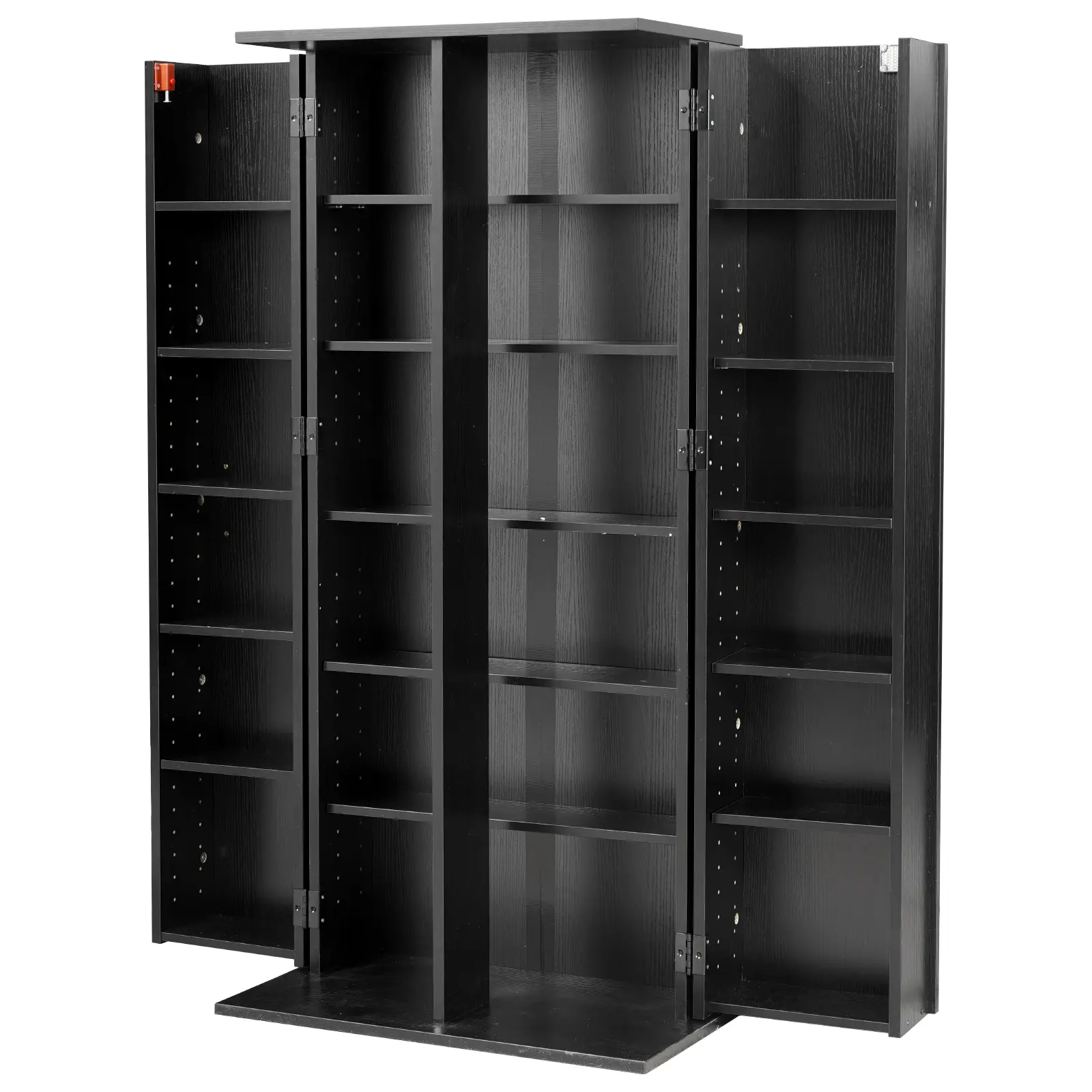 Media Storage Cabinet, 6-Tier DVD Shelf Organizer, 24.02 x 14.49 x 50 in Multimedia Storage Organizer for CDs, DVDs, Books, Games, CD Shelf for Living Room, Home Office, Recording Room, Black