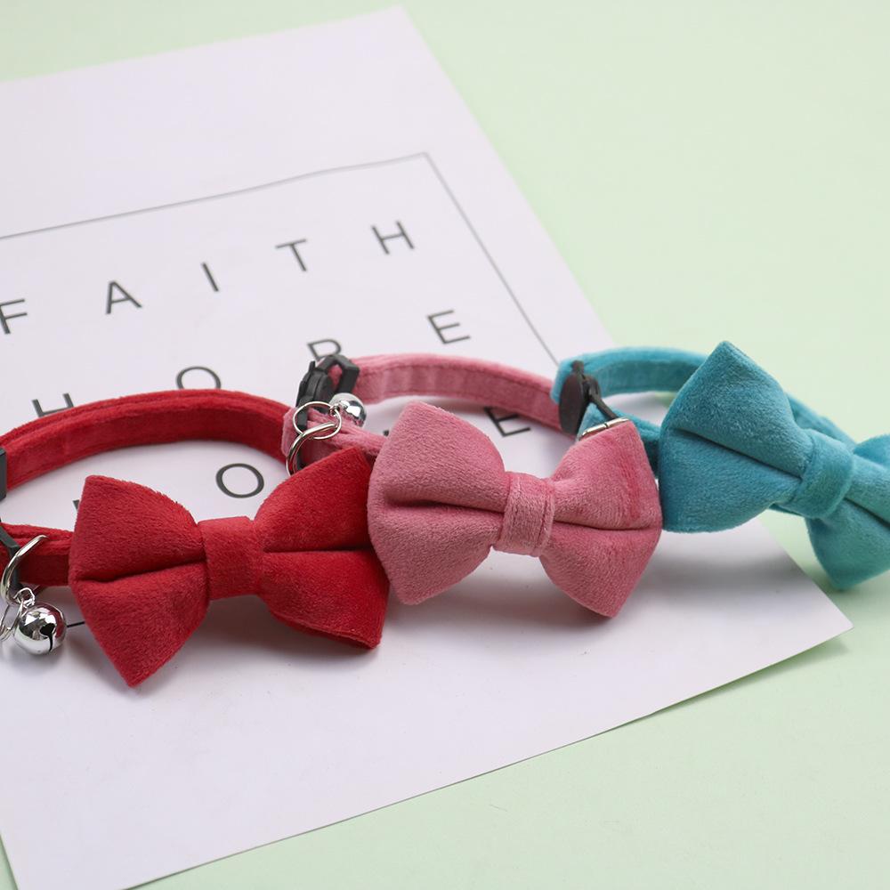 Adjustable Pet Collar with Bell, Cute Bowknot Design Pet Collar with Safety Buckle, Pet Accessories for Small Dogs & Cats