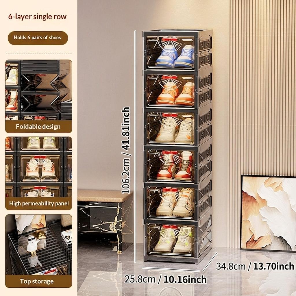 Foldable Sneaker Wall Organizer, Crystal Clear Design, Easy Setup in Seconds, Ideal for Messy Shoes, Available in 1/3/5/6 Sets
