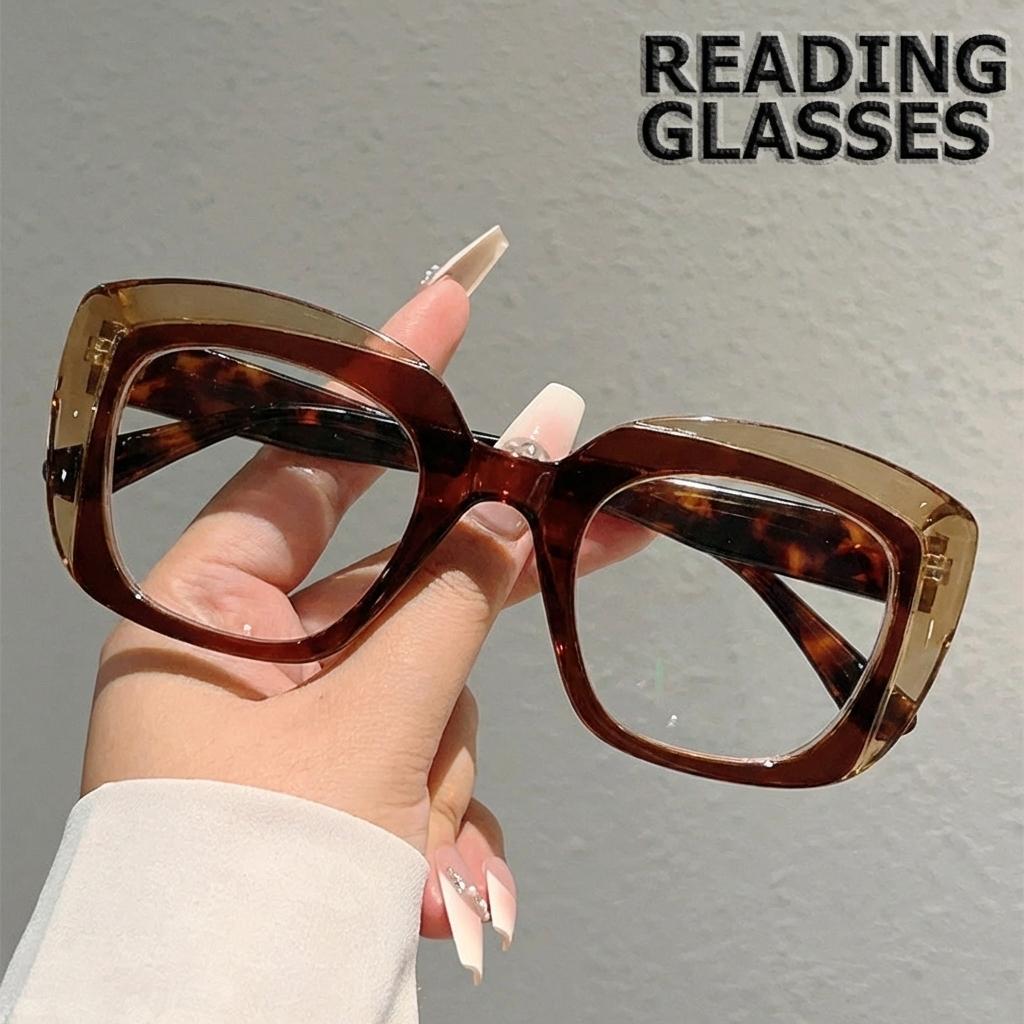 Vintage Double-Layer Square Frame Reading Glasses, High-Definition Blue Light Blocking, Eyewear for Middle Aged and Elderly