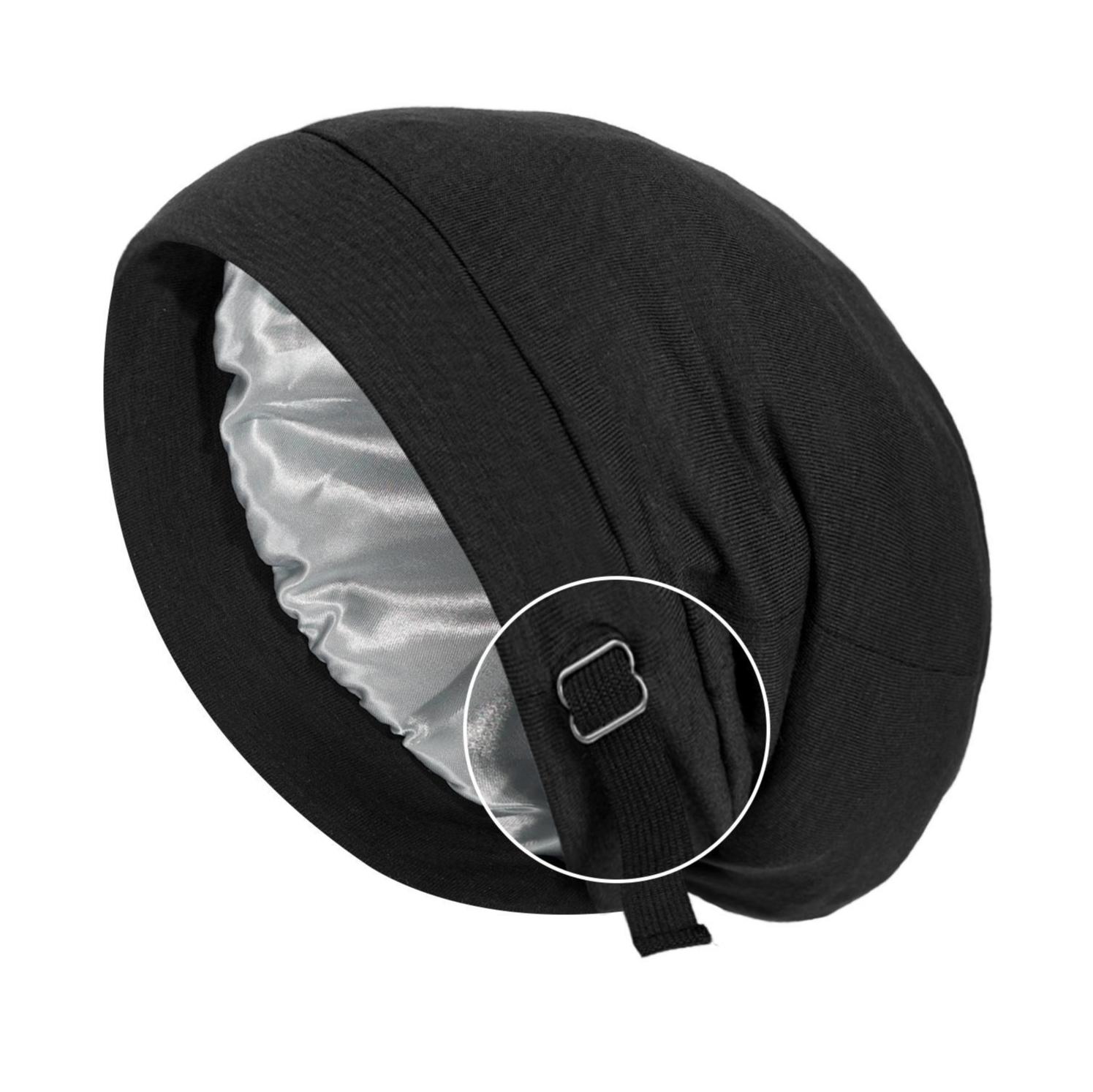 Adjustable Satin Lined Sleep Bonnet for Women, Anti-Frizz Anti-Tangle Hair Protection Night Cap, Soft Breathable Sleeping Hat for Curly Natural Braided Hair, Travel Hair Care Head Cover,camping essentials