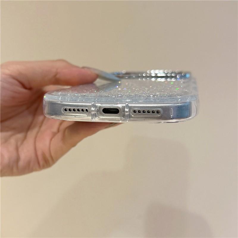 Water Ripple Glitter Phone Case for iPhone 13/14/15/16/17 Pro/Pro Max/Plus, featuring a luxurious sparkling diamond design, fashionable protective cover with unique style, ideal for daily use and device protection.