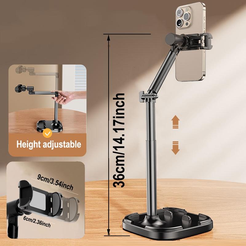 360 Rotating Desktop Phone Holder, Adjustable Live Streaming Stand, Aluminum Alloy Material, Selfie Accessories, Lazy Bracket, Tablet Stand, Stable Phone Holders