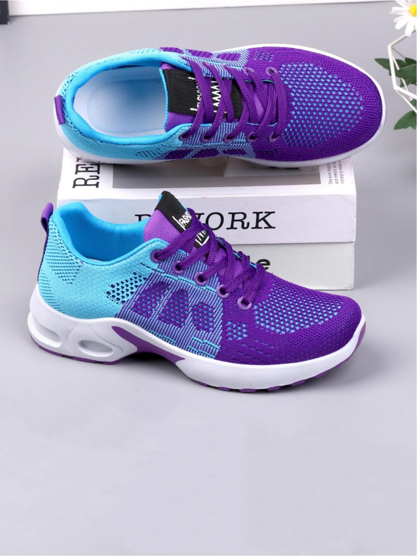 Ladies' casual sports shoes, trendy woven mesh breathable sports shoes, comfortable air cushion design, lightweight rebound, multi-color splicing fashionable color collision, preferred for daily commuting light sports wear