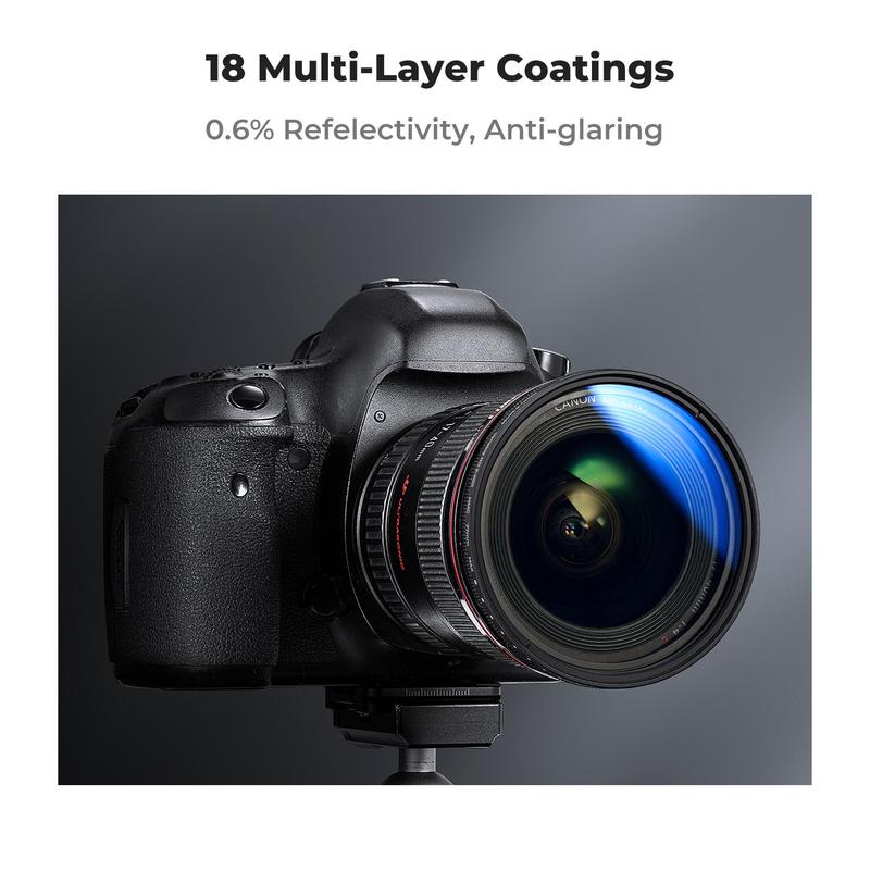 【K&F CONCEPT】  ND2-ND400 Variable ND Camera Lens Filter (1-9 Stops) + Filter Cap + Cleaning Cloth 18 Multi-Layer Coatings Adjustable Neutral Density Ultra Slim Lens Filter (K-Series)