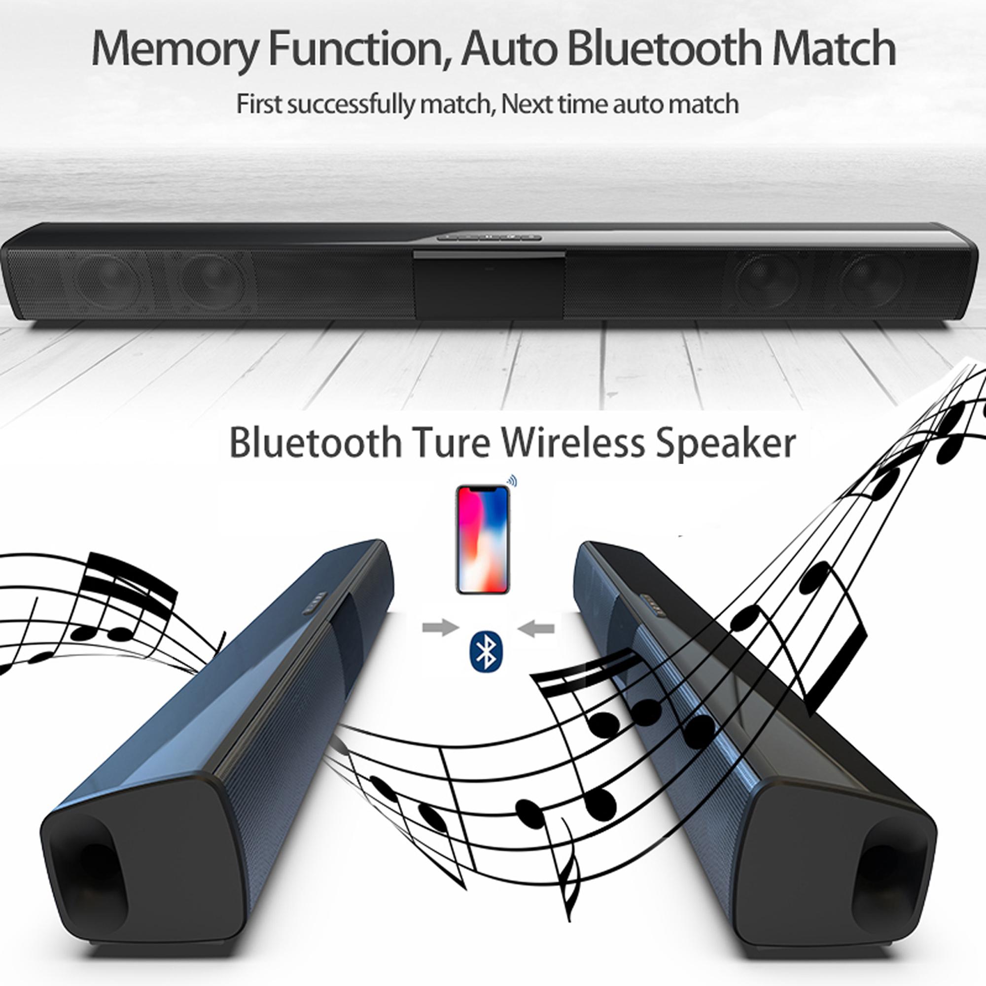 Sound Bar for Smart TV with Subwoofer, Wireless Bluetooth 5.0 Surround System for Home Theater, TF/AUX/U Disk/TWS, Deep Bass for PC/Gaming/Projector Home Theater, for Studio, Live, Stage