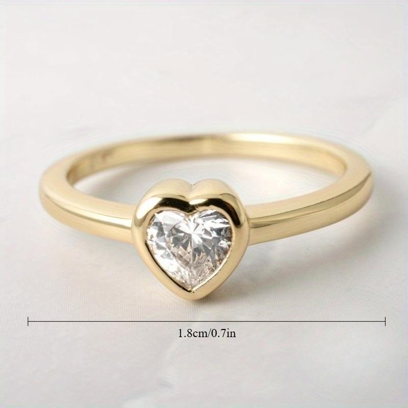 Fashionable and minimalist heart-shaped cubic zirconia women's ring suitable for parties, banquets, engagements, ladies' jewelry gifts