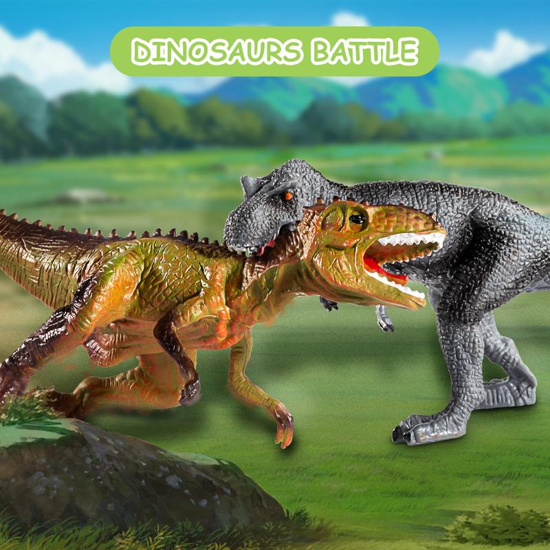 7 in 1 Dinosaur Transport Truck Toy Gifts with Mini Dinosaur lover Figures and Race Cars with Lights and Sounds Educational Play Set for Kids Birthday Christmas