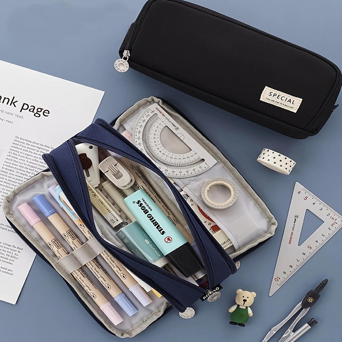 1 expandable pencil case with compartment, large capacity pencil case pencil bag, portable pencil case large school stationery organizer, transparent cosmetic bag, storage bag, suitable for office