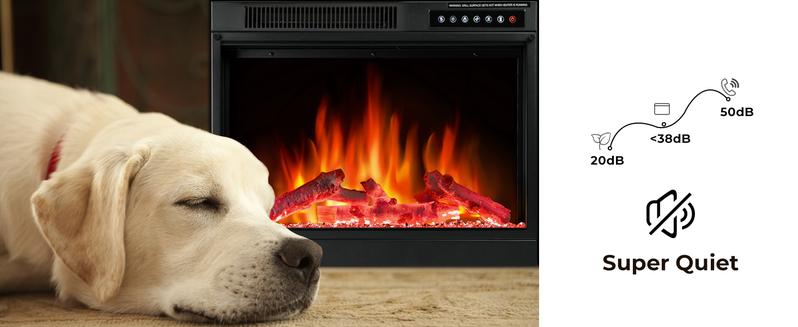 R.W.FLAME Electric 20''&22‘’&23‘’ Fireplace Wooden Surround Firebox Free Standing, Adjustable Led Flame, Remote Control 750-1500W