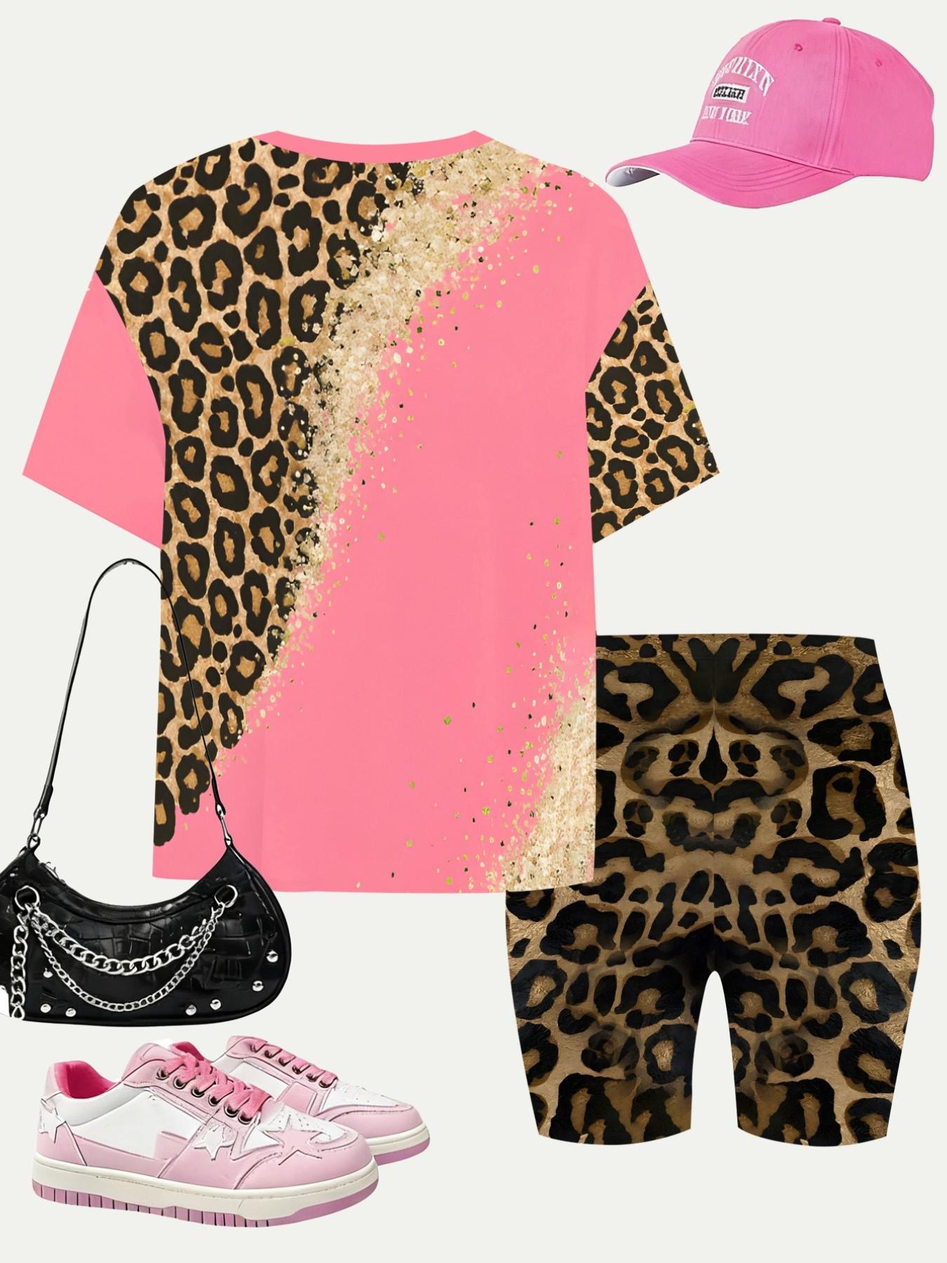 Girls' Fashion Short Pants Set, Cute All-Over Print, 2-Piece Teen Girl Street Style, Summer School, Matching Sibling Wear