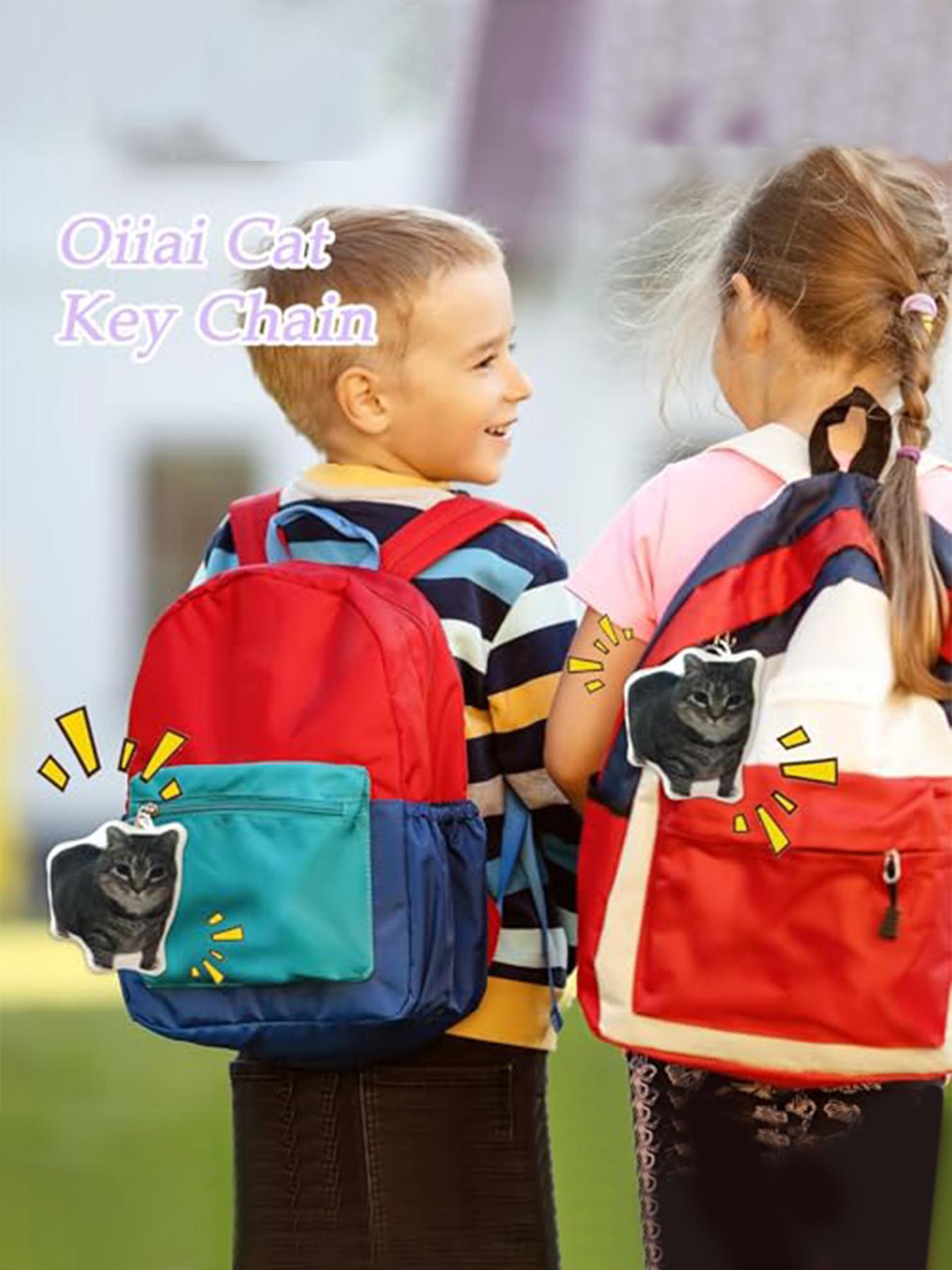 Oiiai Cat Plush Key Chain, Funny Rotating Cat Keychain with Voice, Cute Stuffed Cat Meme Pendant, Ideal for Kids and Adults