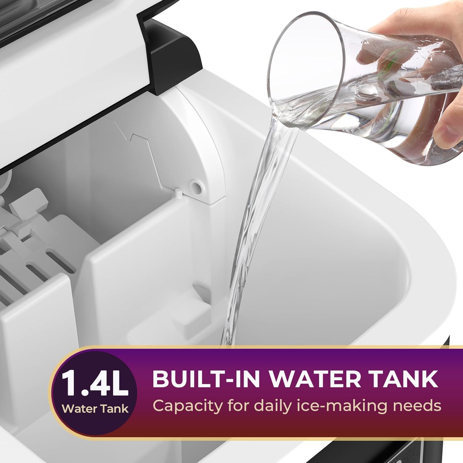 Ice Maker 9 Bullet Ice Cubes in 6 Mins, 26.5lbs/24Hrs, Ice Maker Machine for Home Office Kitchen Bar Party, Black