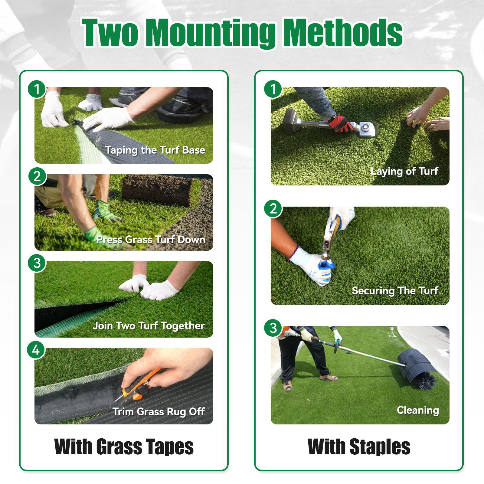 1.38" Artificial Grass Turf Lawn Mat for Pets - Realistic Synthetic Mat with Drainage Holes for Outdoor Use - Durable Rug for Dogs Cats & Festive Decor
