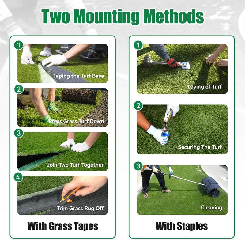 1.38" Artificial Grass Turf Lawn Mat for Pets - Realistic Synthetic Mat with Drainage Holes for Outdoor Use - Durable Rug for Dogs Cats & Festive Decor