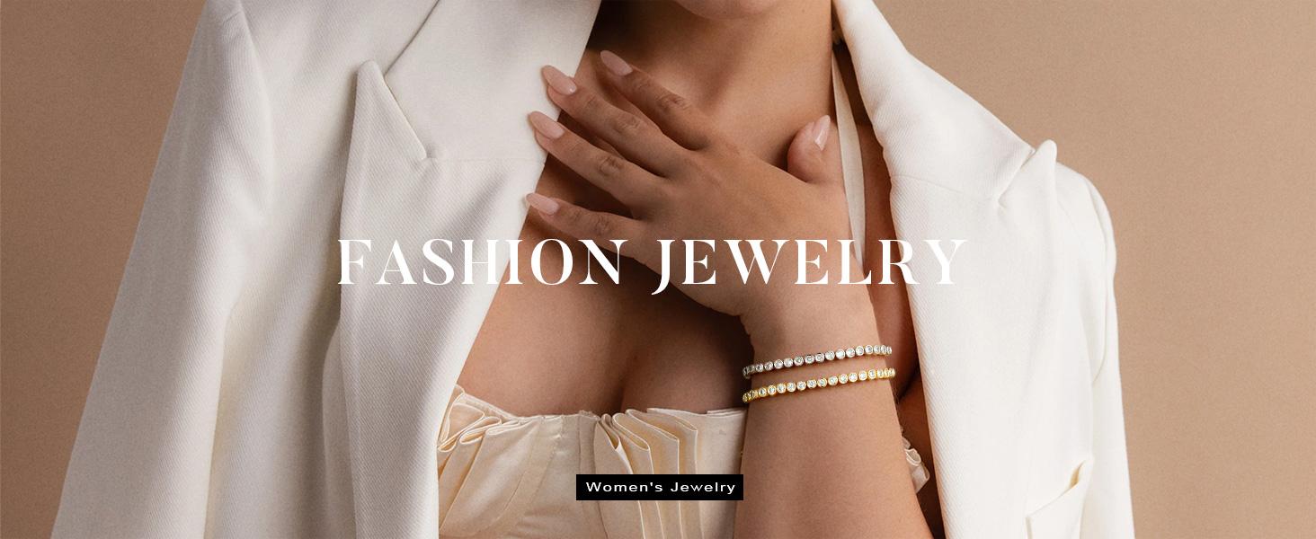 14K Gold Plated Tennis Bracelet for Women Elegant Cubic Zirconia Silver Gold Bracelet Classic 3mm Round-Cut CZ Arm Jewellery Gift for Women