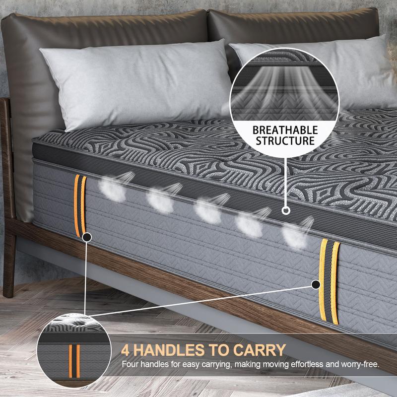 9 /12/14 Inch Gel Memory Foam Mattress Twin Full Queen King Bed Hybrid Spring Mattress  In A Box ，Medium Firm for Motion Isolation, Edge Support