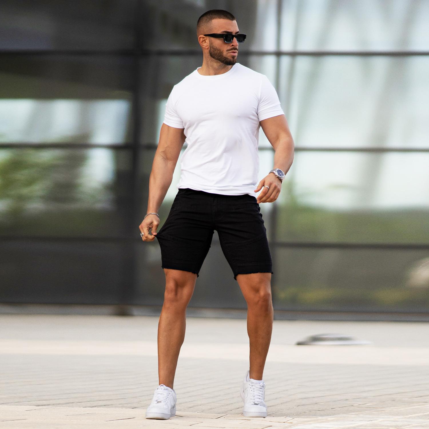 GINGTTO Men's Denim Shorts Slim Fit Stretch Short Jeans Jorts Men Essentials New Shorts