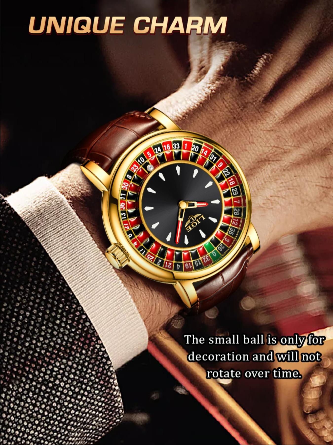 Men's Fashion Casual Round Dial Russian Roulette 12 Zodiac Theme Interactive Analog Quartz Watch, Waterproof Design for Parties and Daily Wear, Quartz Wristwatch, Quartz Analog Watches