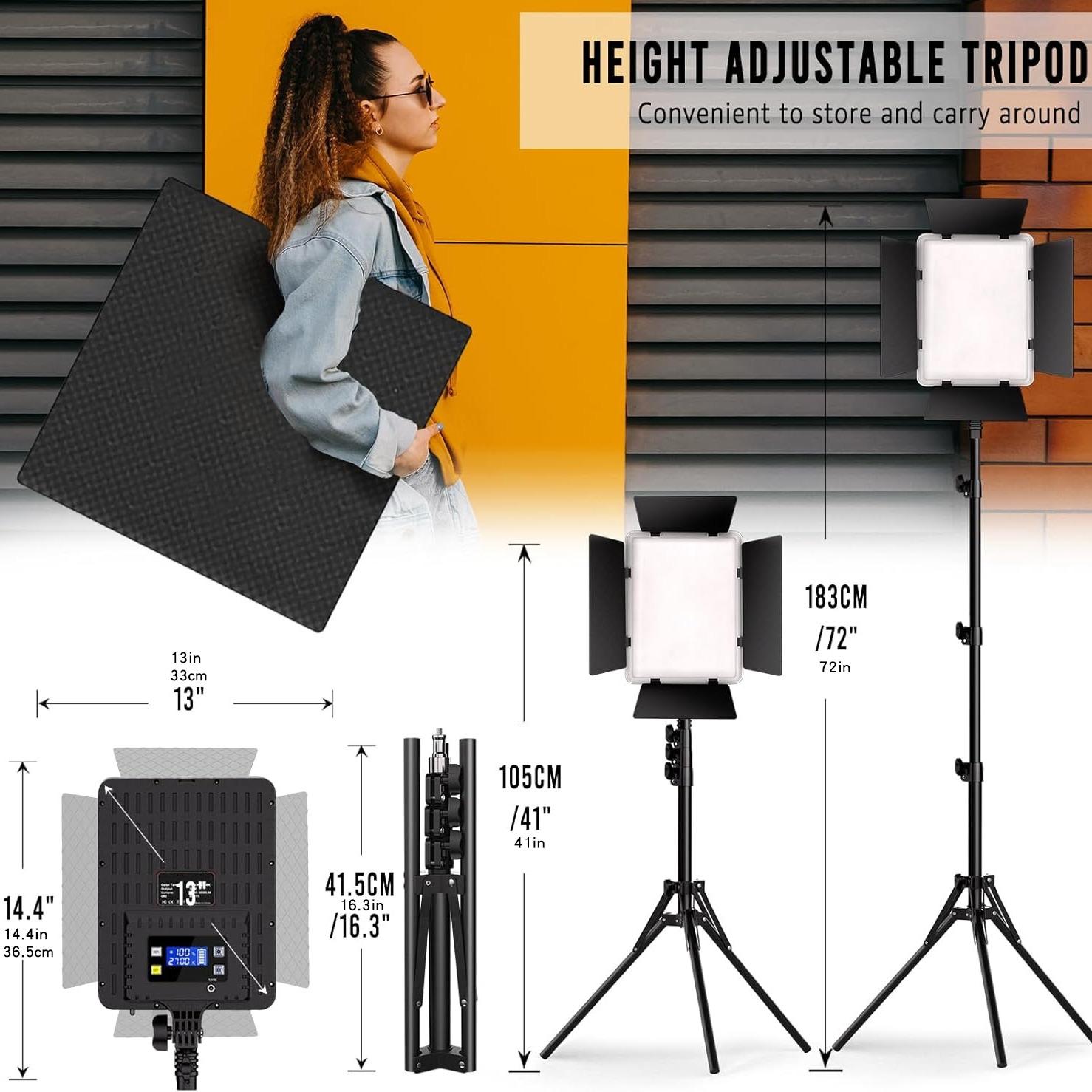 Photography Lighting Kit, 36W Dual Color Studio Light with Remote Control & Tripod, Adjustable Studio Lighting Kit, Adjustable LED Video Light Kit for Video Recording/Photography, Photographic Fill Light