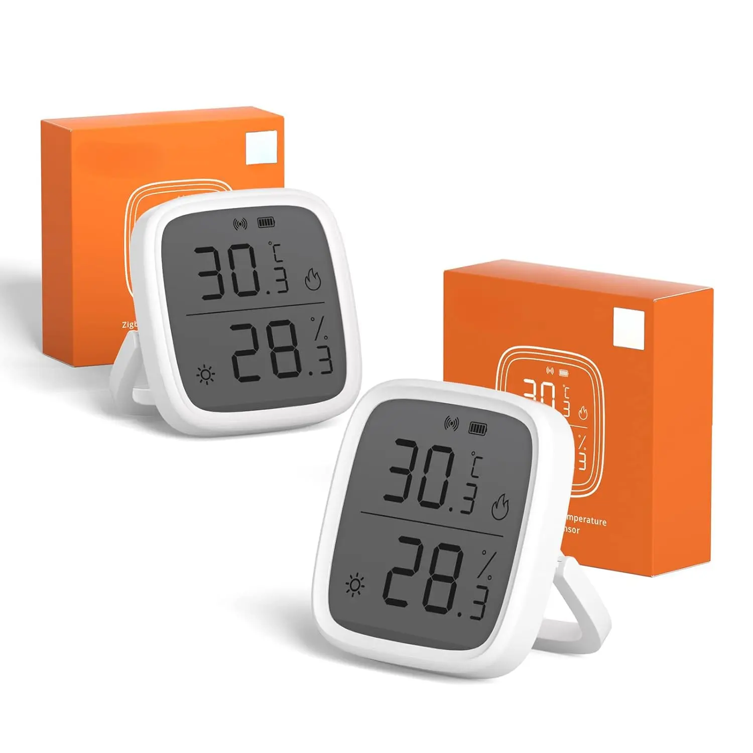 Indoor Temperature Humidity Sensor, SNZB-02D LCD Wireless Smart Thermometer Hygrometer, Compatible with Alexa & Google Home for Remote Monitoring and Home Automation, 2-Pack