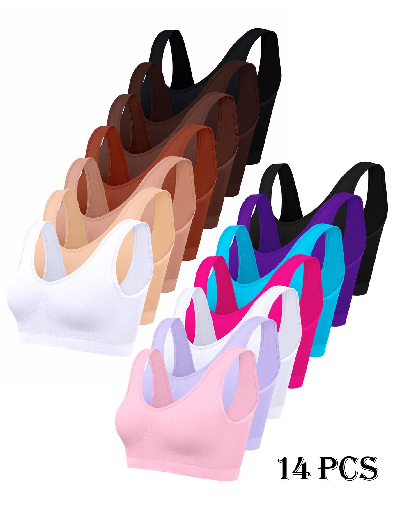 Women's 7pcs Solid Seamless Lingerie Top, Comfortable Breathable Wireless Bra For Daily Wear, Women's Lingerie For All Seasons