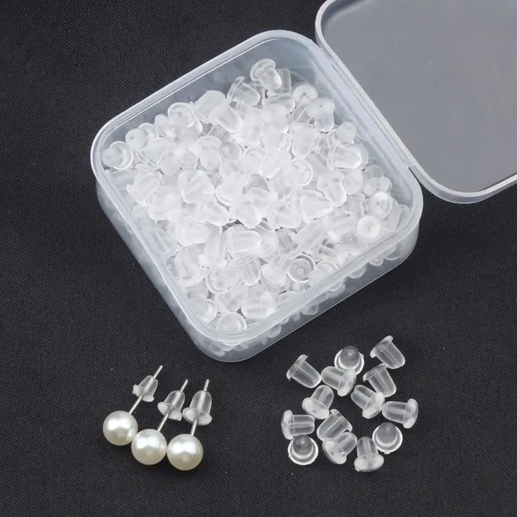 300Pcs/600Pcs/1200Pcs Silicone Earring Backs Earring Backings Soft Clear Ear Safety Back Pads Backstops Clutch Stopper Replacement for Fish Hook Earring Studs Hoops Diameter 4mm