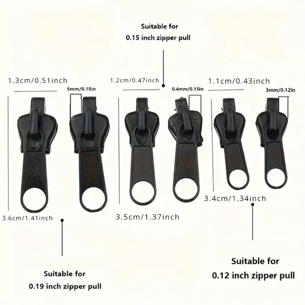 6/12/18pcs Zipper Repair Kit, Detachable Universal Zipper Pulls, Clothes Bags Luggage Replacement Parts, No Tool Needed