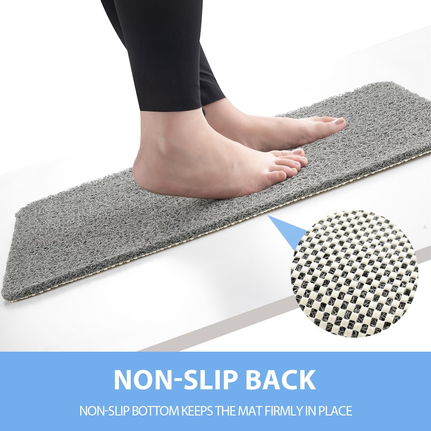Non-Slip Bathtub Mat, Anti Slip Shower Mat, Fast Drying Bathtub Mats, Foot Scrubber Mat, Anti Slip Mat for Tub, Floor, Bathroom, Kitchen, Home, Hotel (Grey 71"*24")