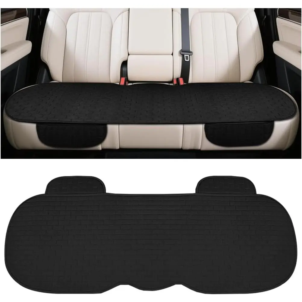 Seat Cover, Anti-Slip Long  Rear Bench Protectors with Storage Pocket, Breathable Comfortable Auto Interior Seating Bottom Protection Accessories,  Fit (Black)