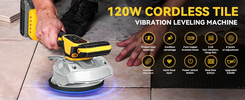 Tile Vibration Leveling Machine Compatible with Dewalt 20V Li-ion Battery, Battery NOT Included, With 8 Adjustable Speed, Suction Cup, Digital Display for Floor Tile Wall Tile Vibration Leveling Machine Compatible with Dewalt 20V Li-ion Battery, Battery NOT Included, With 8 Adjustable Speed, Suction Cup, Digital Display for Floor Tile Wall