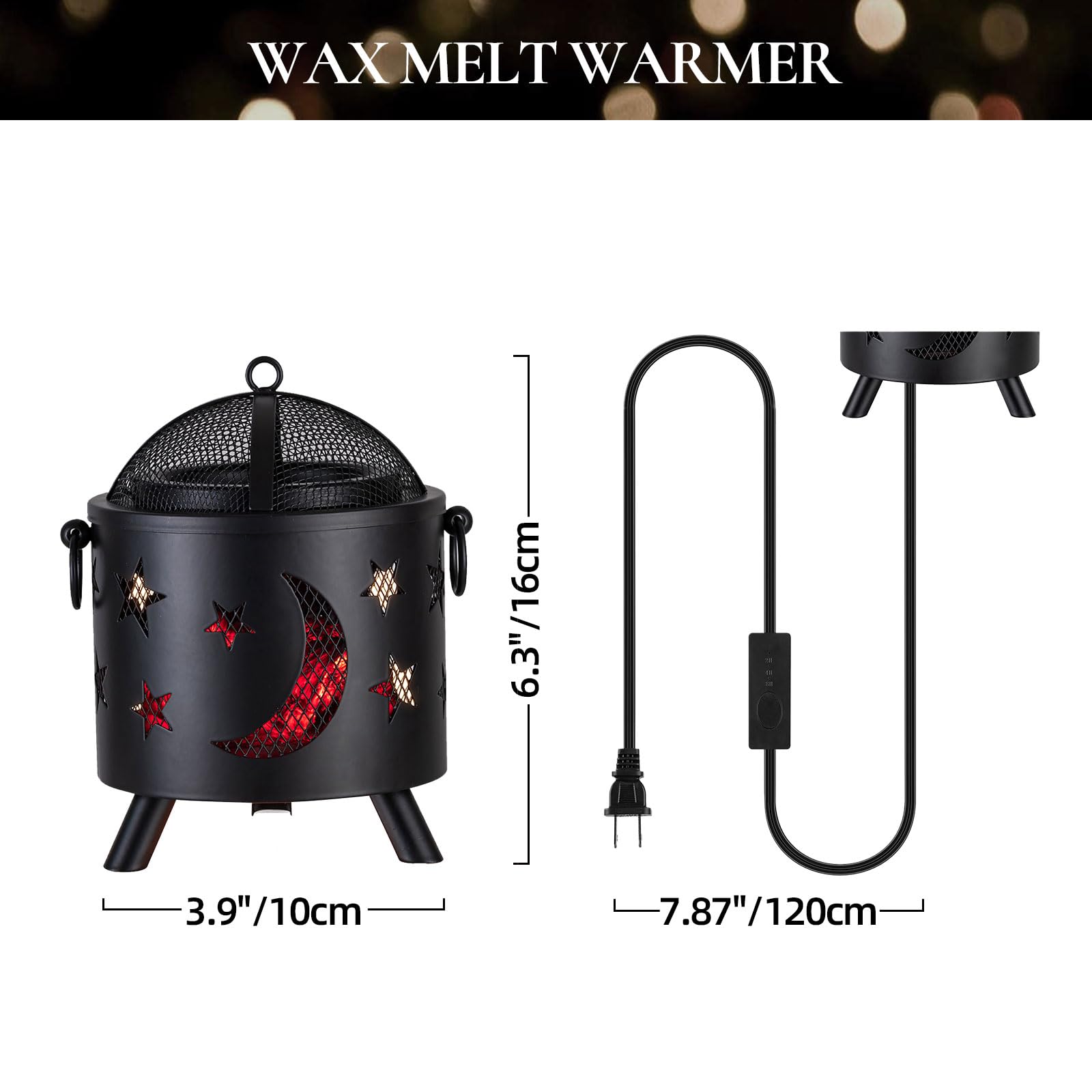 Fireplace Wax Melt Warmer with Timer: Electric Candle Warmer for Kitchen Living Room, 6.3" Tart Burner Industrial Decor, dealsforyoudays