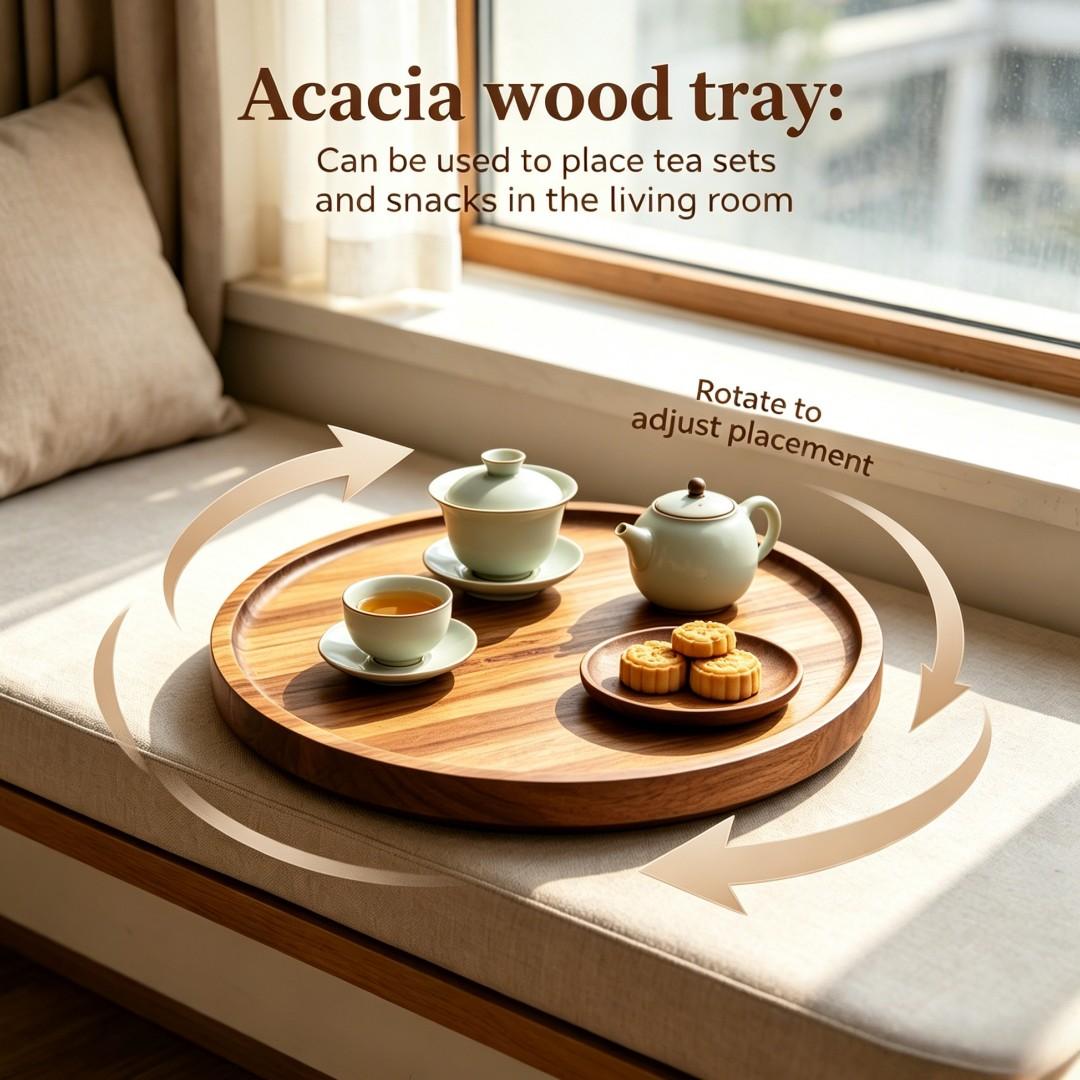 Creative Wooden Round Lazy Susan, 360° Rotating Tray for Kitchen, Bathroom, Dining Room, Easy to Clean, Ideal Mother's Day Gift