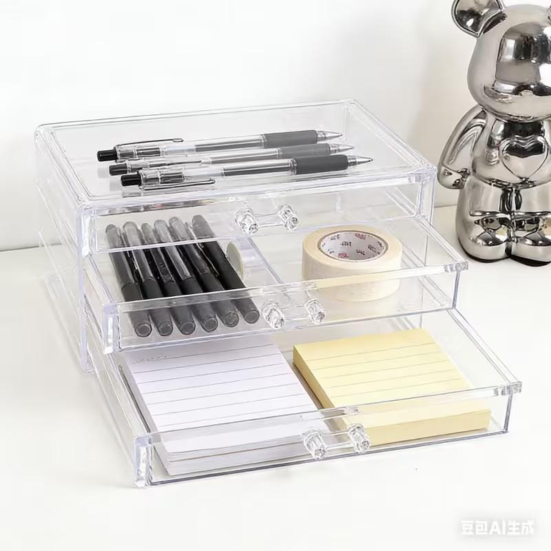 Stackable Desktop Storage Box, Large Capacity Organizer, Ideal for Pencils, Markers, Cosmetics, Small Items, Multi-Purpose Storage Solution