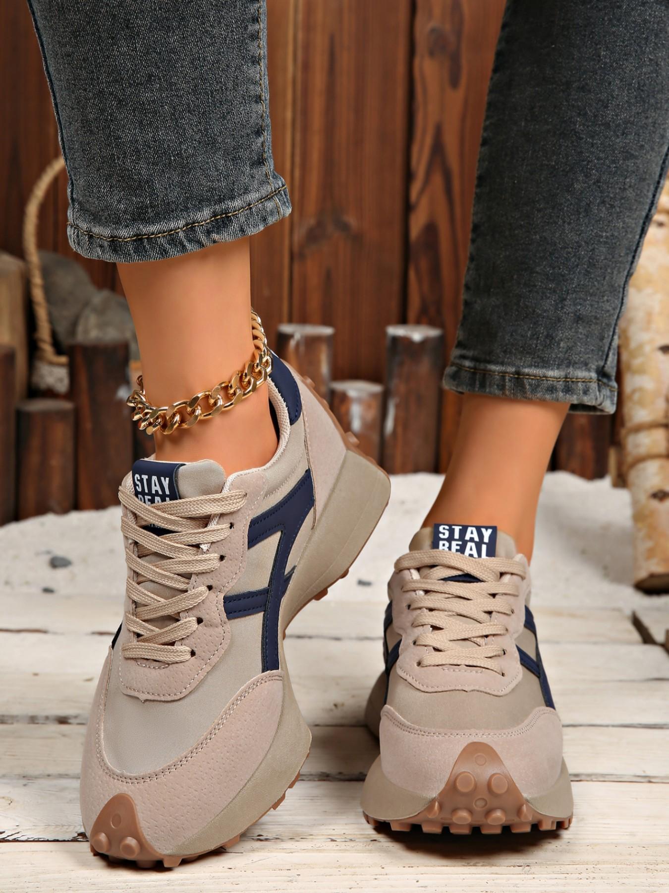 Women's Fashion Colorblock Sports Shoes, Breathable Mesh Sporty Running Shoes, Comfortable Support, Casual Height-Boosting Sneakers, Ideal for Walking and Sports, Trendy Running Shoes